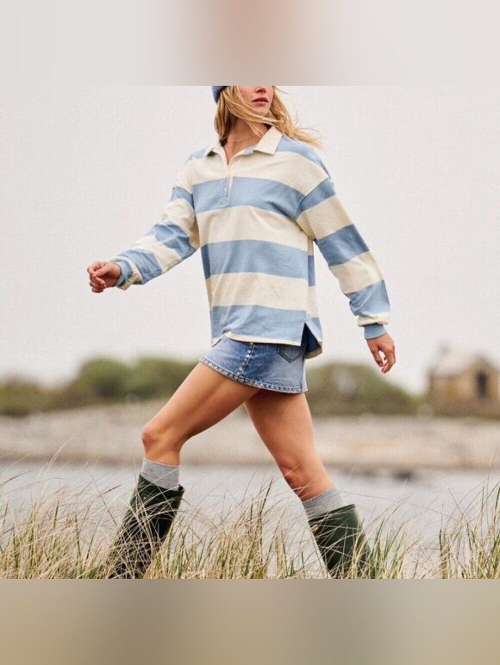 Altard State Striped Collared Long Sleeve NWT Large